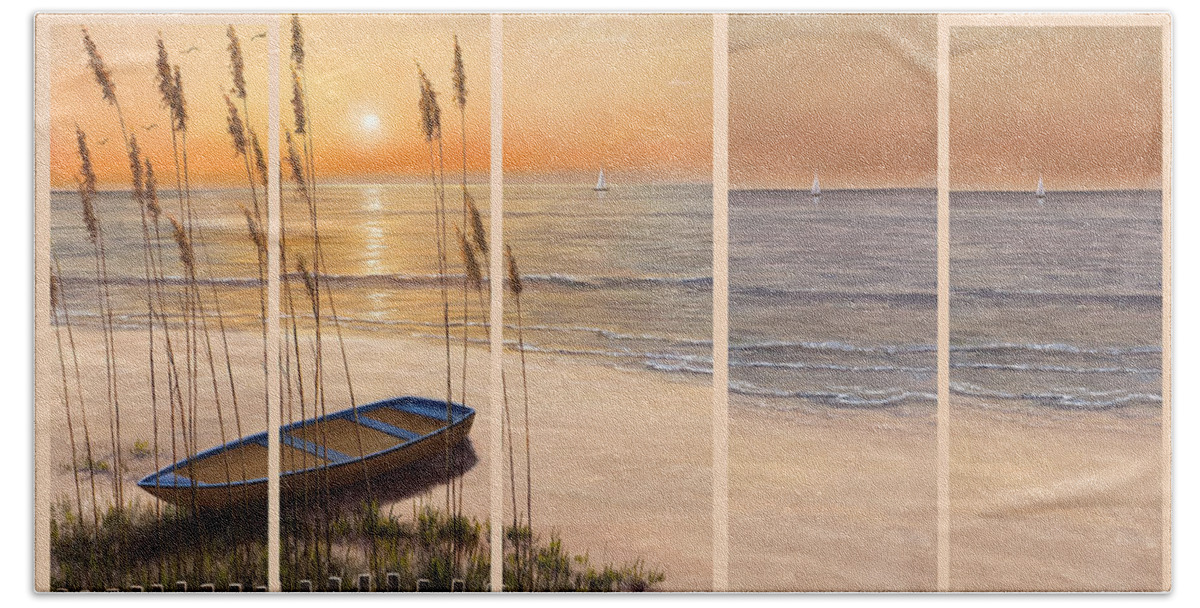Beach Bath Towel featuring the painting Time Of My Life - 5 Pc Set by Diane Romanello