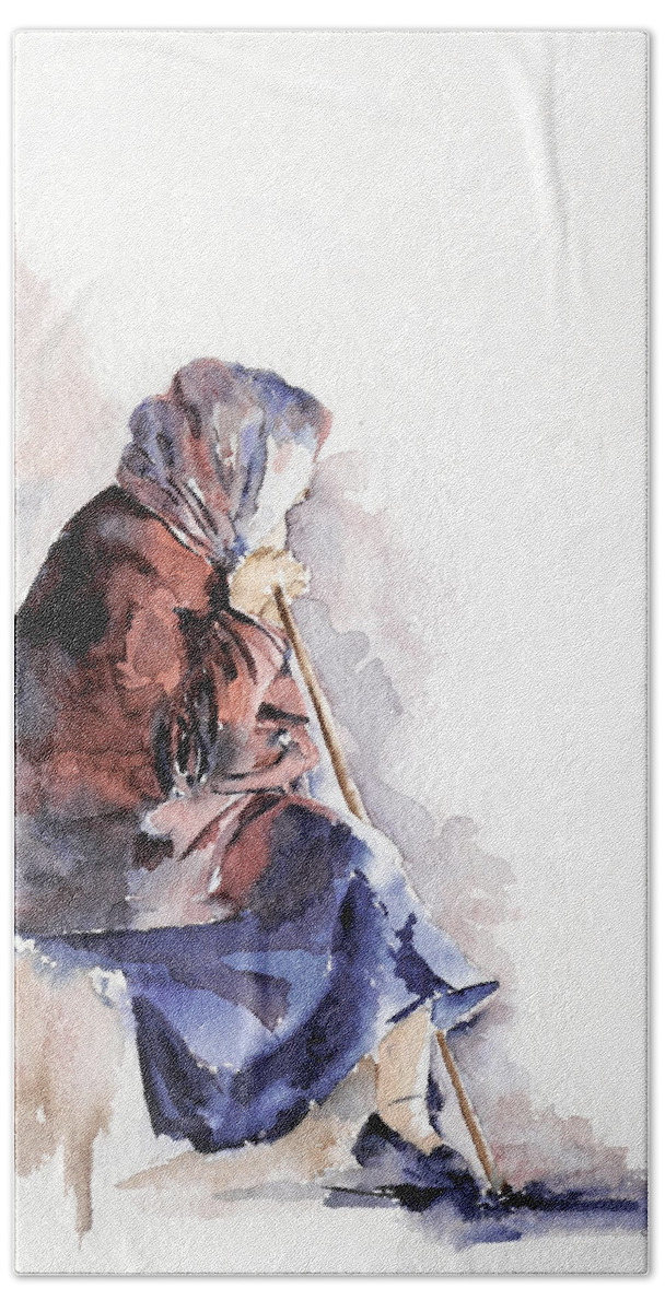 Stephie Butler Bath Towel featuring the painting Time to Reflect by Stephie Butler