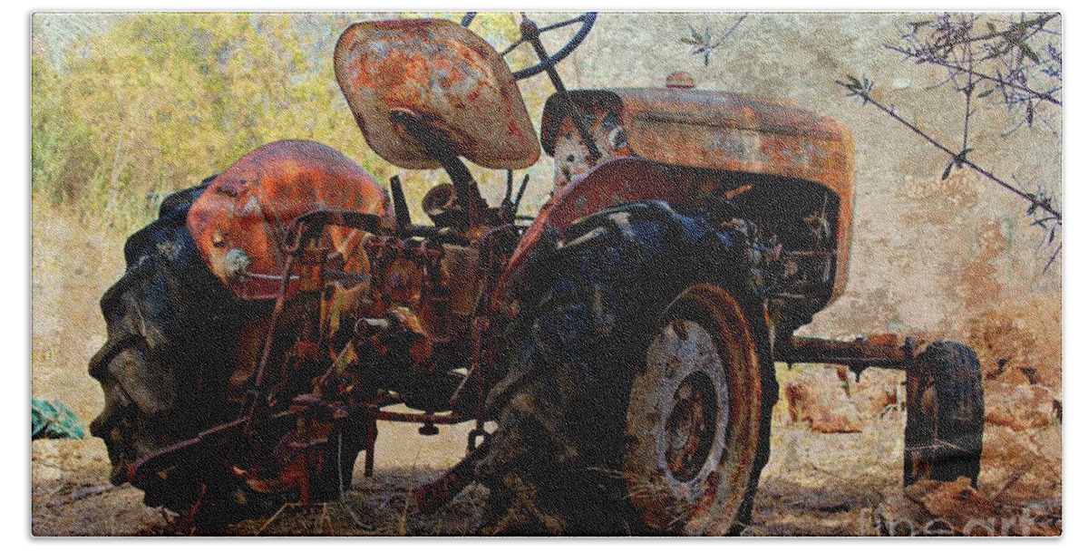 Tractor Hand Towel featuring the photograph Time to Sleep by Clare Bevan
