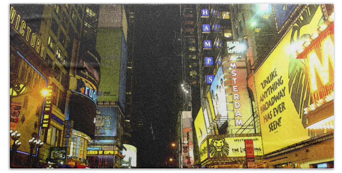 Nyc Hand Towel featuring the photograph Times Square Photofresco by Joseph Hedaya