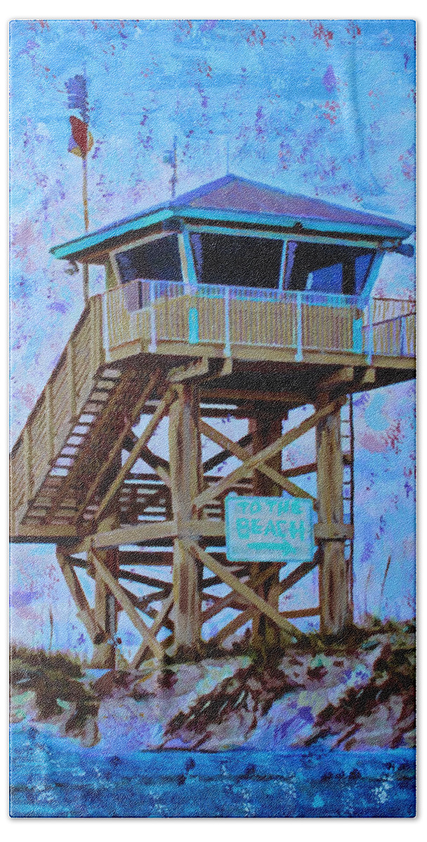 Beach Bath Towel featuring the painting To The Beach by Deborah Boyd