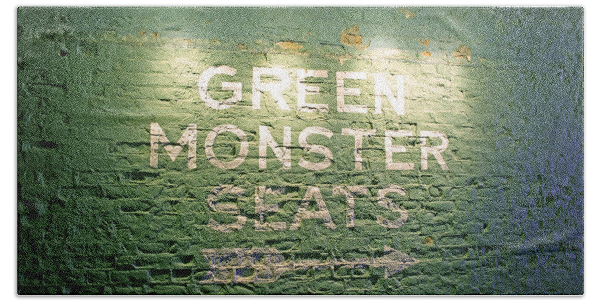Sign Bath Sheet featuring the photograph To the Green Monster Seats by Barbara McDevitt