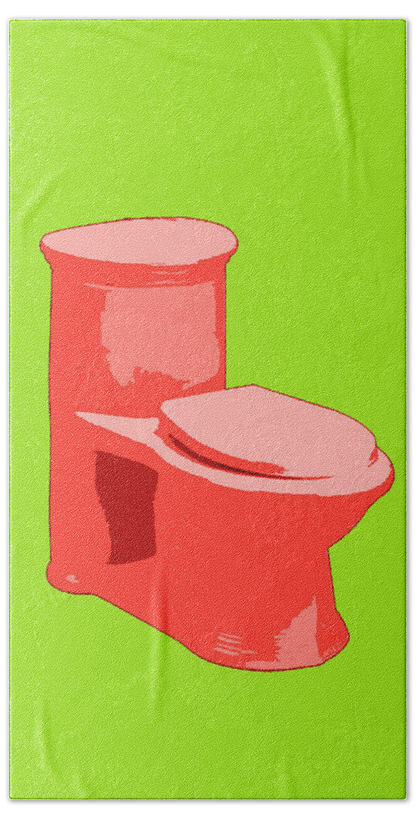 Toilet Bath Towel featuring the painting Toilette in Red by Deborah Boyd