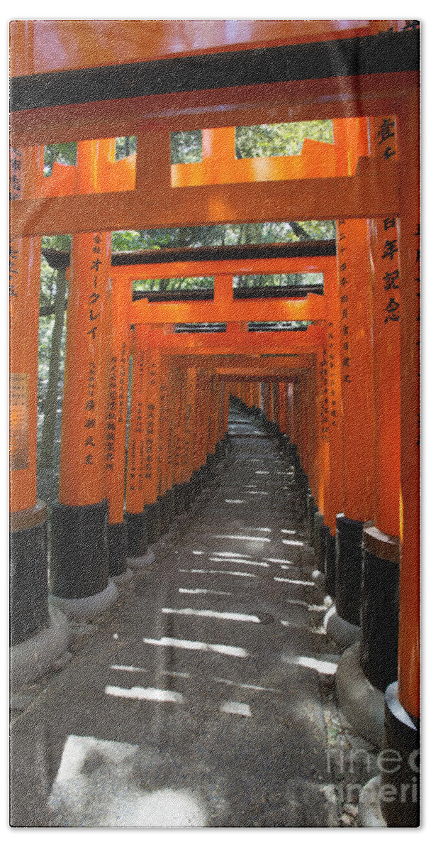 Inari Bath Towel featuring the photograph Torii gates of Inari Shrine by David Bearden