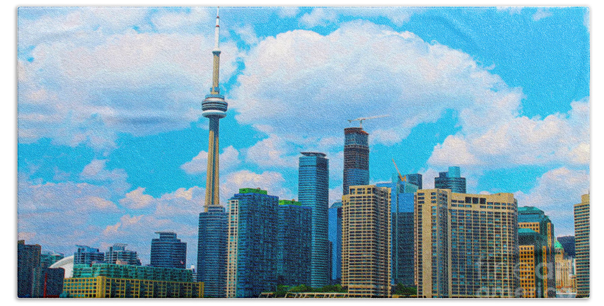 Summer Bath Towel featuring the photograph Toronto Skyline in Summer by Nina Silver