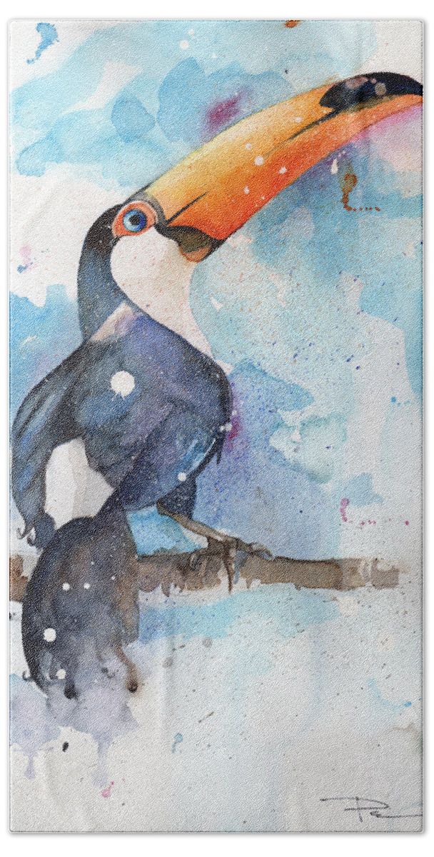 Toucan Bath Towel featuring the painting Toucan Sam by Sean Parnell