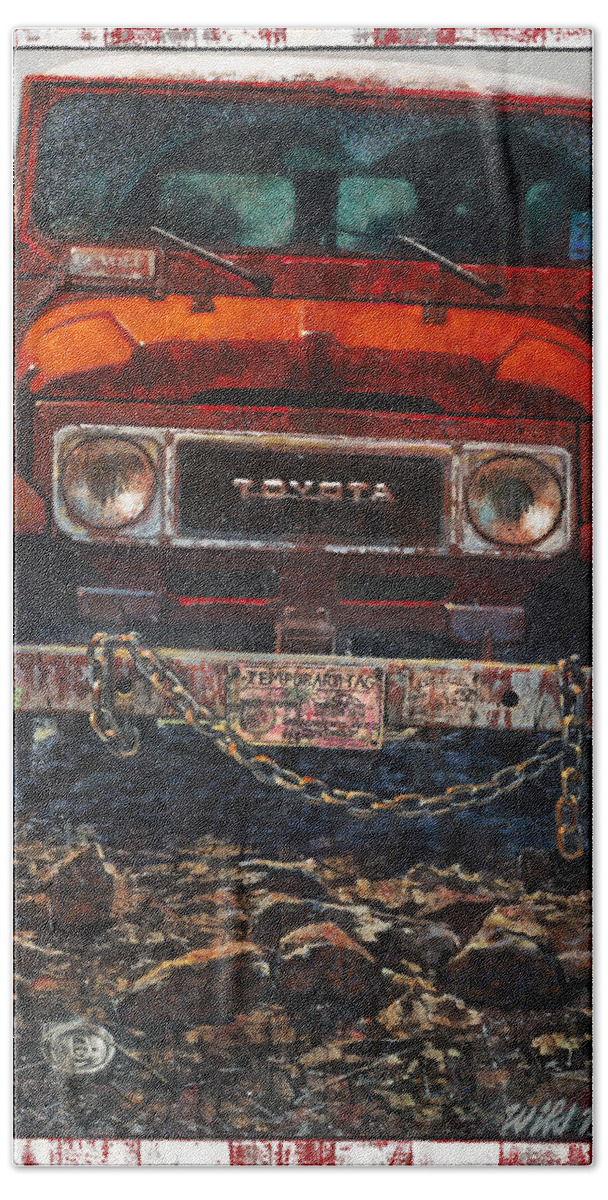 Toyota Bath Towel featuring the painting Toyota by Blue Sky