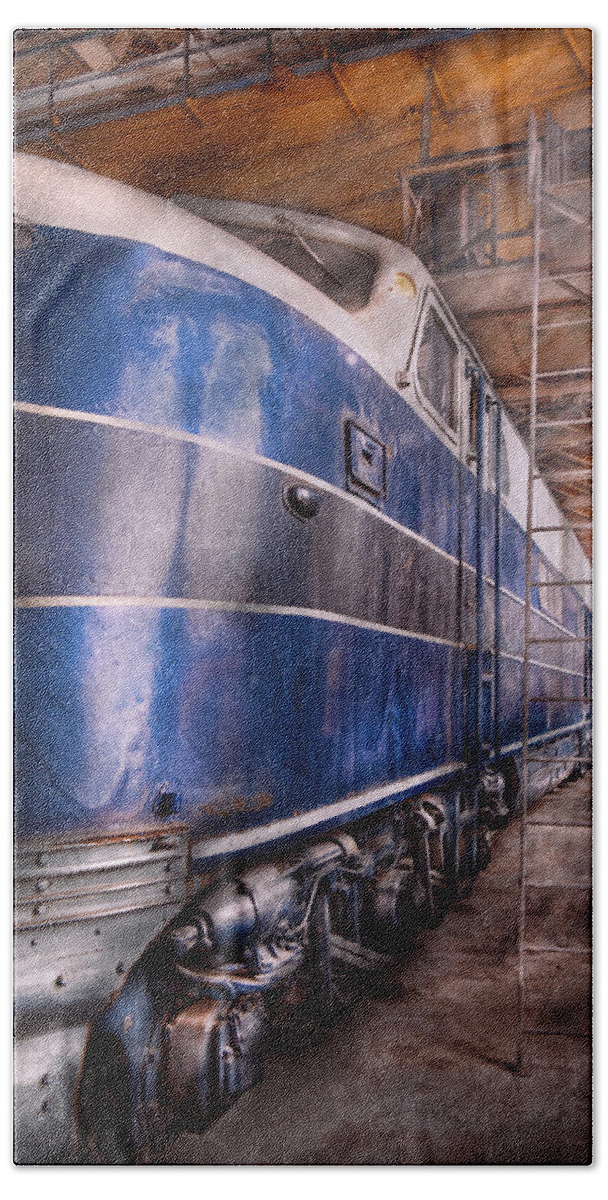 Savad Hand Towel featuring the photograph Train - The maintenance facility by Mike Savad