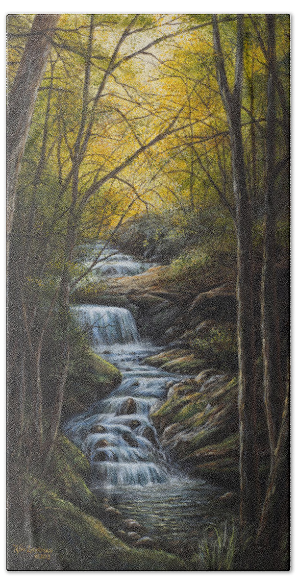 Landscape Bath Towel featuring the painting Tranquility by Kim Lockman