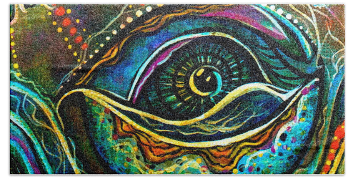 Deborha Kerr Bath Towel featuring the painting Transitional Spirit Eye by Deborha Kerr