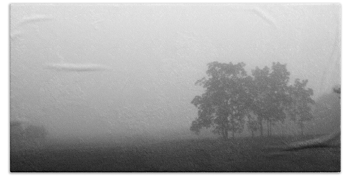 Rhonda Barrett Bath Towel featuring the photograph Trees in the Mist by Rhonda Barrett