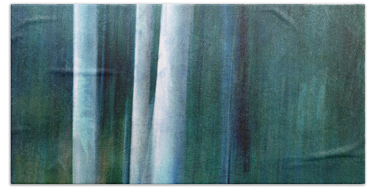 Abstract Bath Towel featuring the photograph The woods are lovely dark and deep by Priska Wettstein