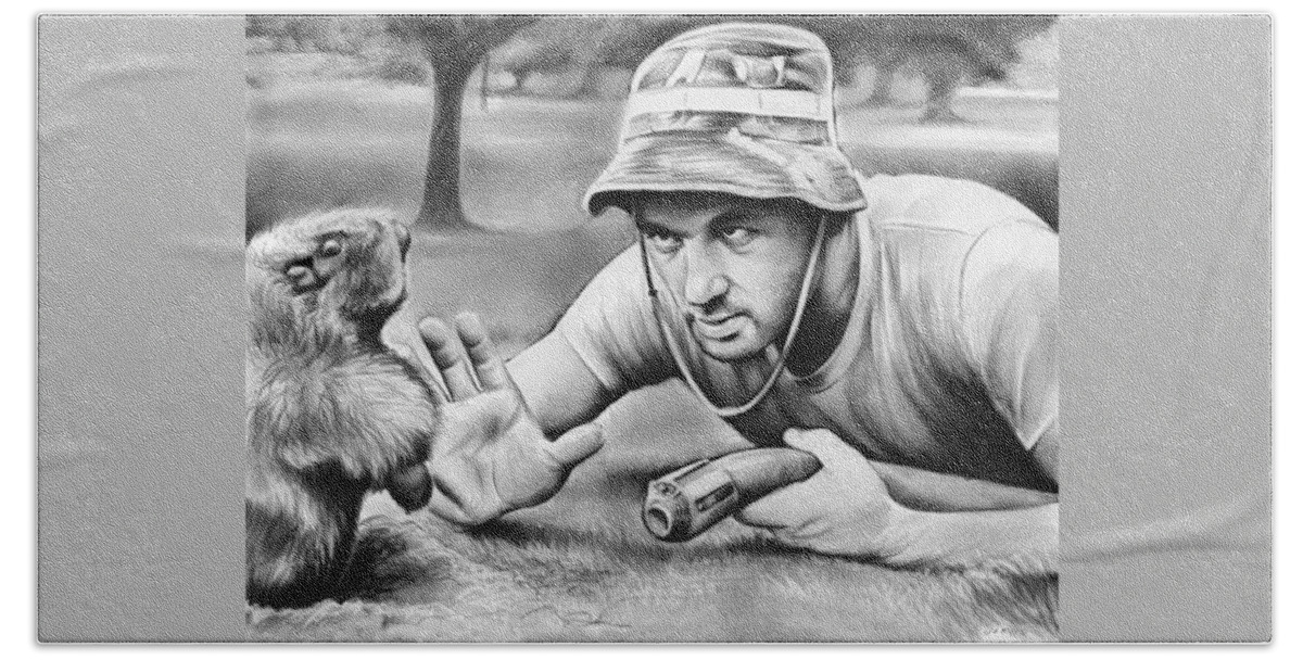 Caddyshack Hand Towel featuring the drawing Tribute to Caddyshack by Greg Joens