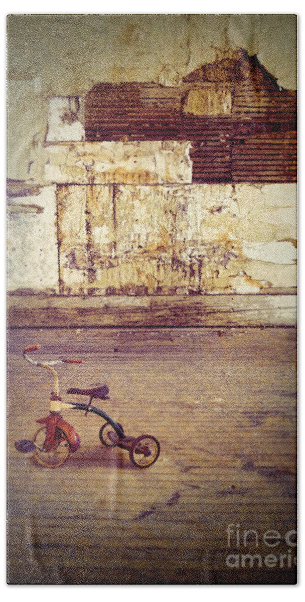 Trike Hand Towel featuring the photograph Tricycle in Abandoned Room by Jill Battaglia