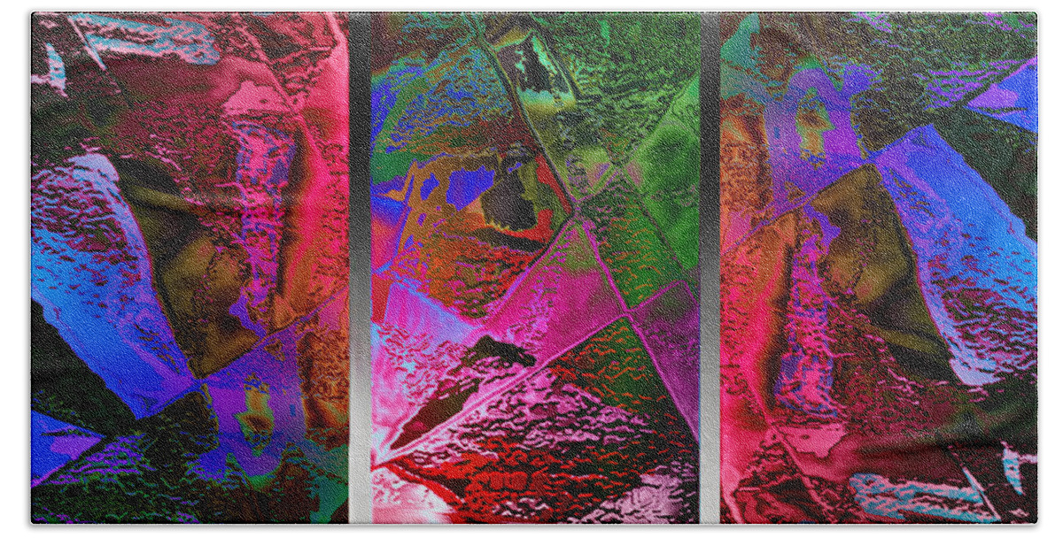 Paula Ayers Bath Towel featuring the digital art Triptych Chic by Paula Ayers
