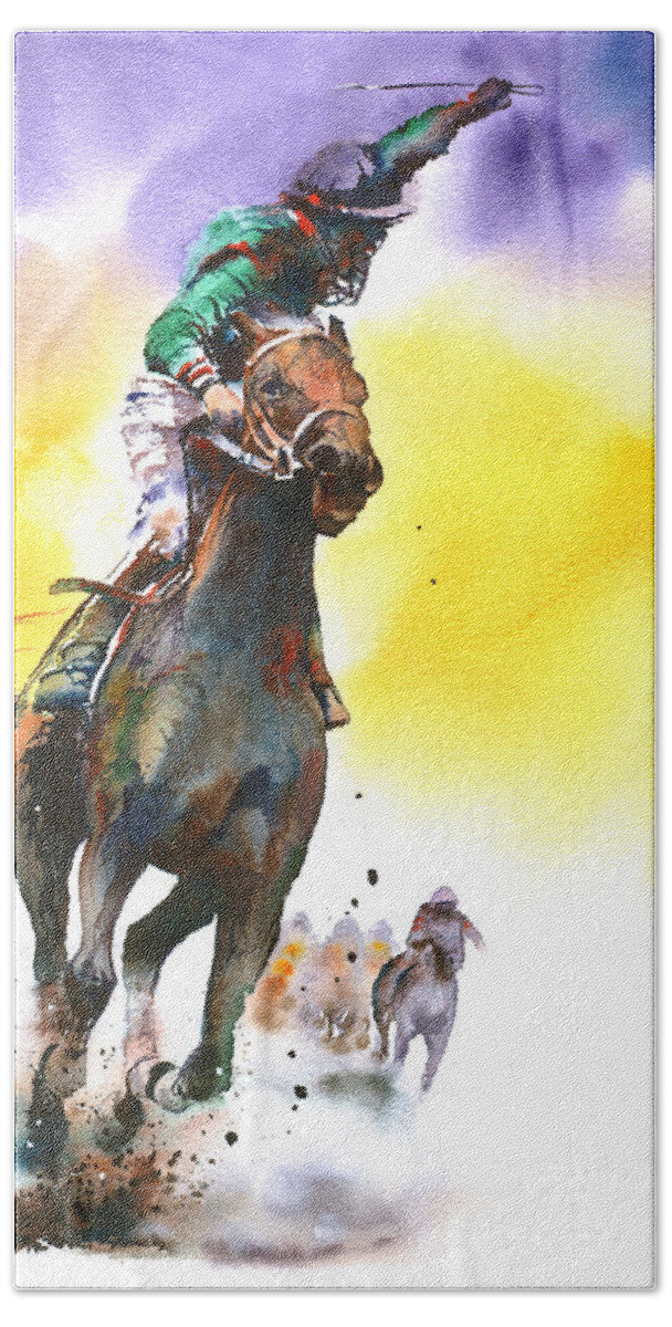 Horse Bath Towel featuring the painting Triumphant by Peter Williams