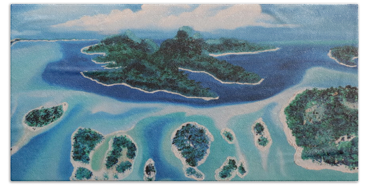 Sky Hand Towel featuring the painting Tropical Skies by Dianna Lewis