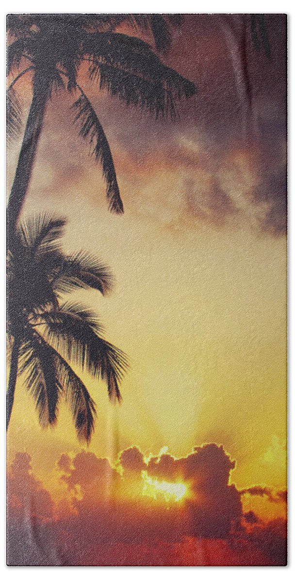 Tropical Bath Towel featuring the photograph Tropical Sunset by Jenny Rainbow