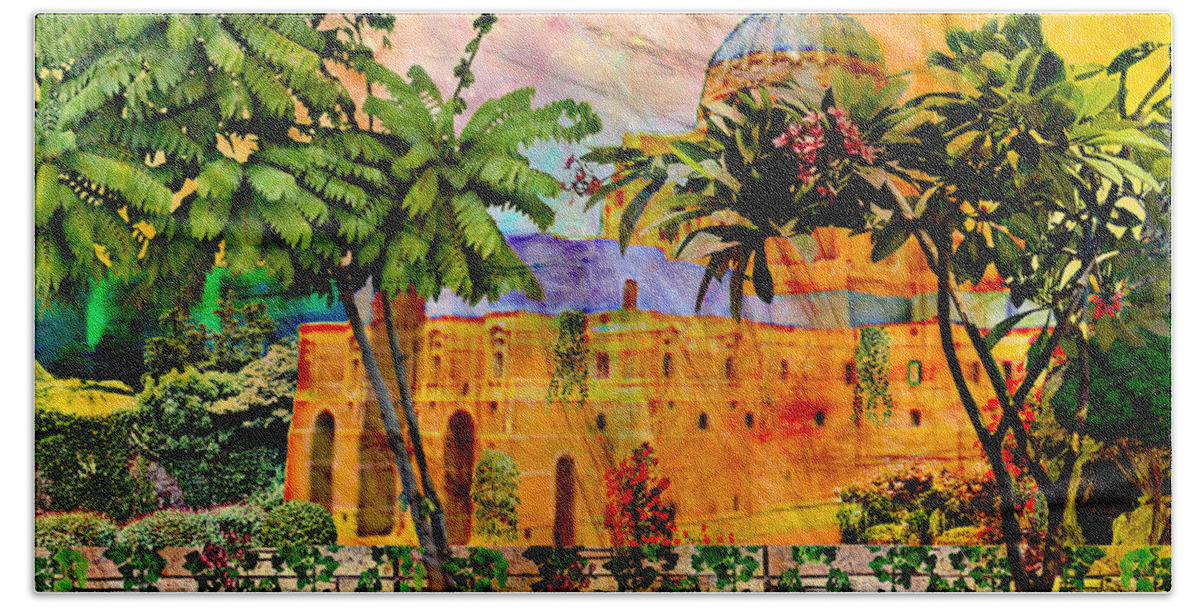 Utopia Bath Towel featuring the mixed media Tropical Utopia by Ally White