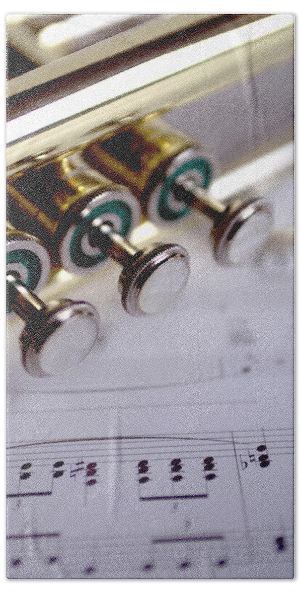 Trumpet Hand Towel featuring the photograph Trumpet V by Jon Neidert