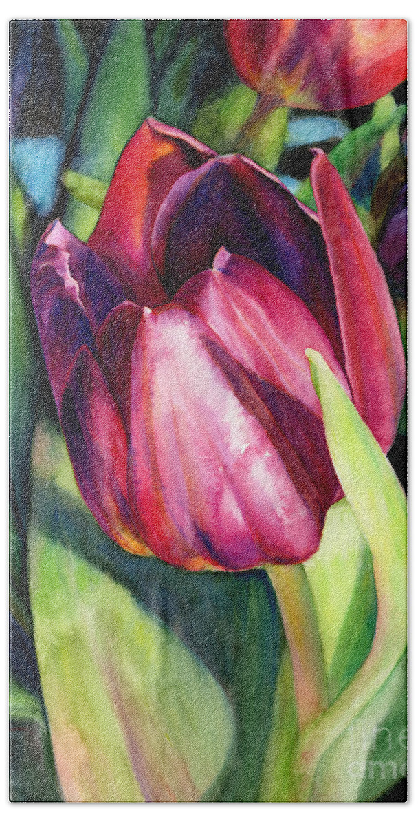 Tulip Hand Towel featuring the painting Tulip Delight by Hailey E Herrera