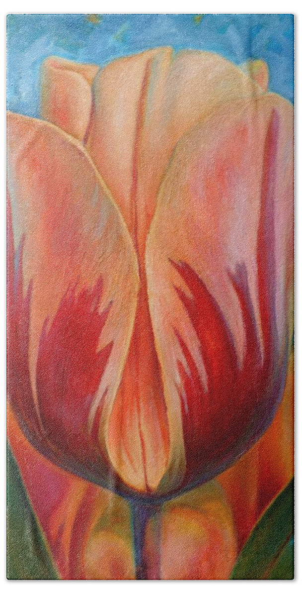 Tulip Flower Hand Towel featuring the painting Tulip by Hans Droog