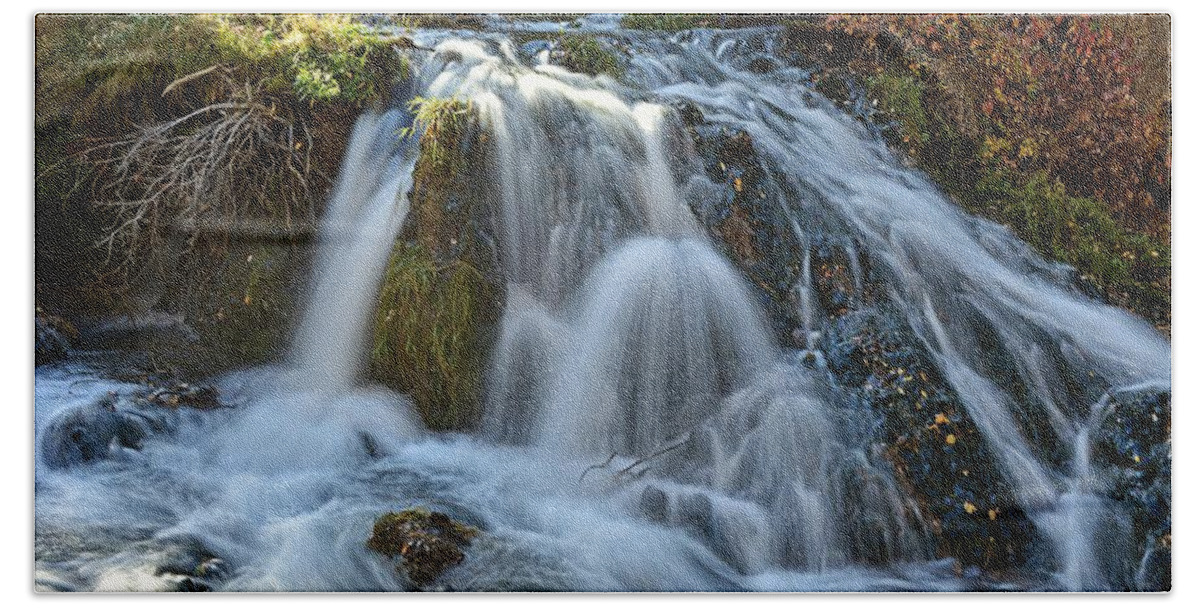 Waterfall Bath Towel featuring the photograph Tumbling Waters by Fiskr Larsen
