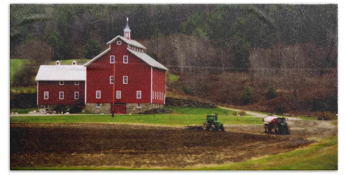 Red Barn Hand Towel featuring the photograph Turning Over by Marysue Ryan