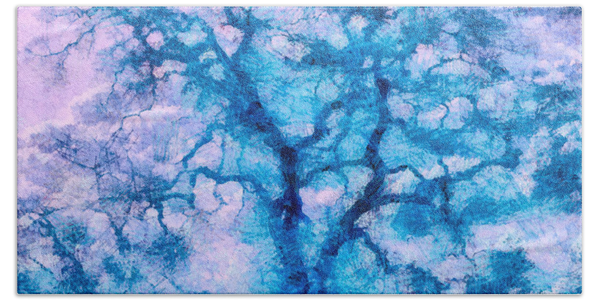 Nature Bath Towel featuring the digital art Turquoise Oak Tree by Priya Ghose
