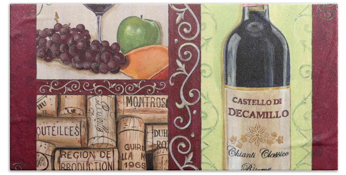 Wine Bath Towel featuring the painting Tuscan Collage 2 by Debbie DeWitt