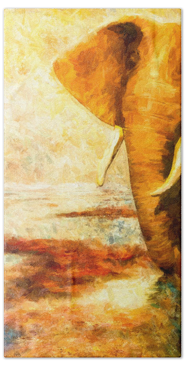 Abstract Bath Towel featuring the painting Tusk by Bob Orsillo