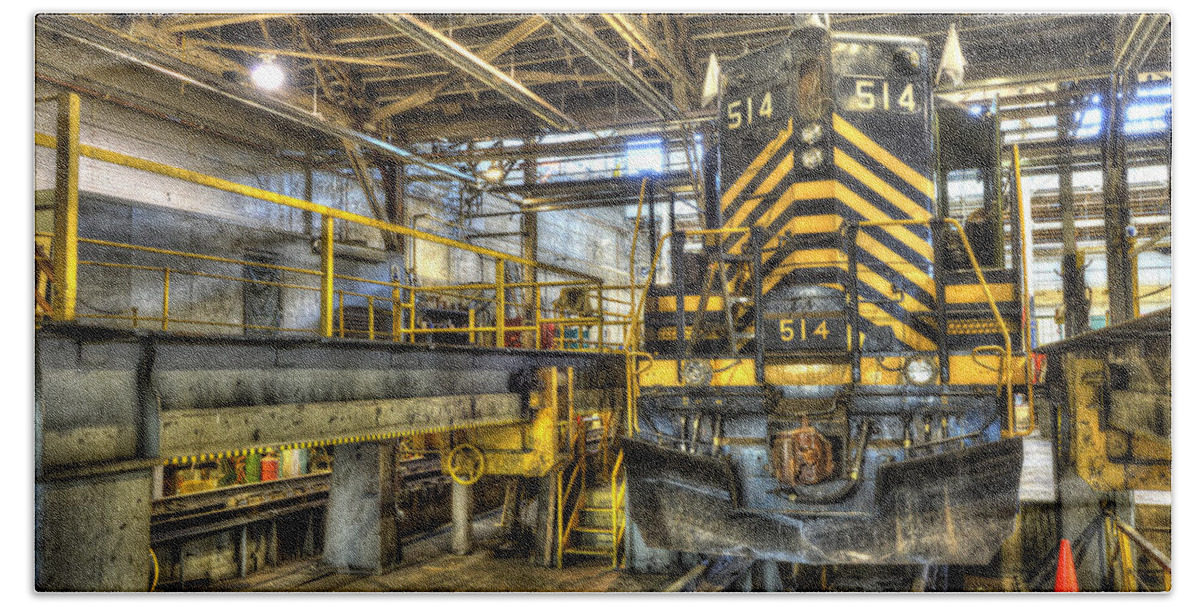 Railroad Bath Towel featuring the photograph Under Repair by Paul W Faust - Impressions of Light