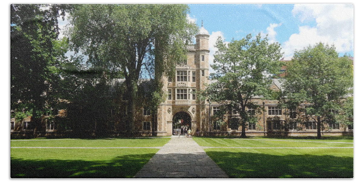 Ann Arbor Hand Towel featuring the photograph University of Michigan Law Quad by Phil Perkins
