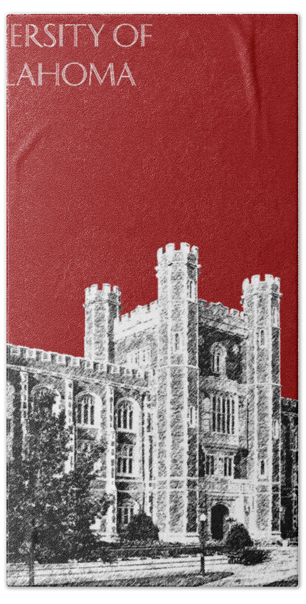 University Hand Towel featuring the digital art University of Oklahoma - Dark Red by DB Artist
