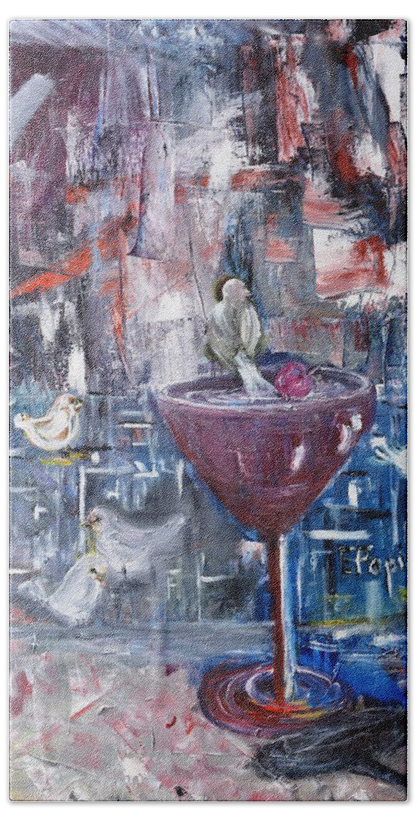 Abstract Bath Towel featuring the painting Untitled by Evelina Popilian