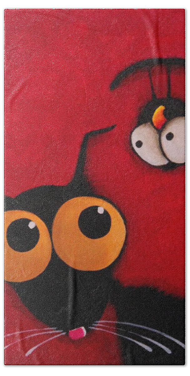 Big Eyes Bath Towel featuring the painting Upside down by Lucia Stewart