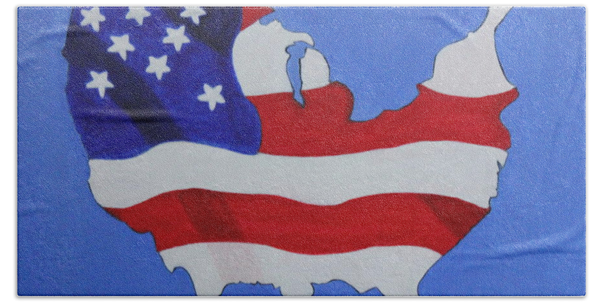 All Products Bath Towel featuring the painting Us Flag by Lorna Maza