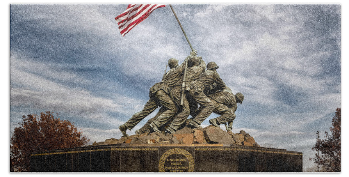 Iwo Jima Hand Towel featuring the photograph USMC Iwo Jima Memorial by Susan Candelario