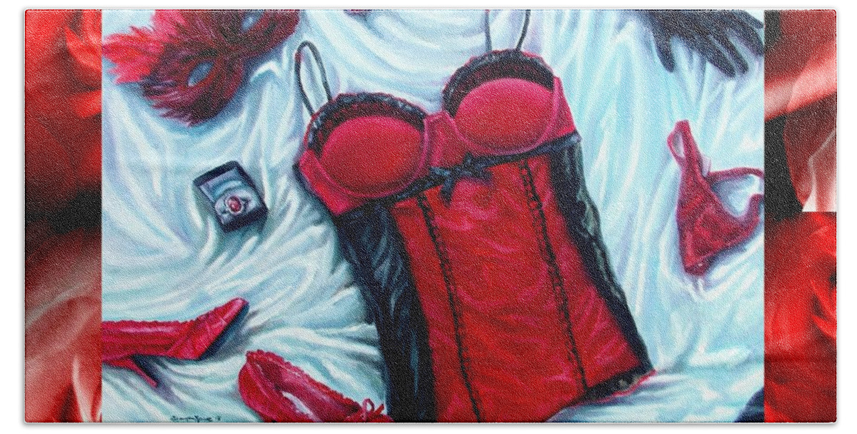 Lingerie Bath Towel featuring the mixed media Valentines Day Comes Once a Year by Shana Rowe Jackson