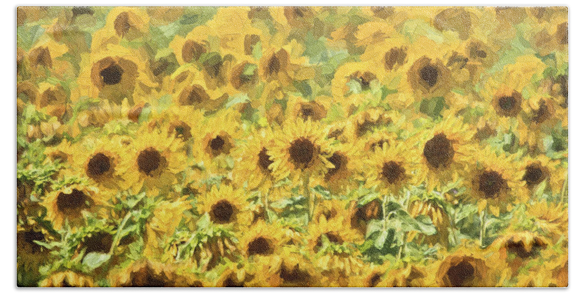 Sunflowers Hand Towel featuring the painting Van Gogh Sunflowers by David Letts
