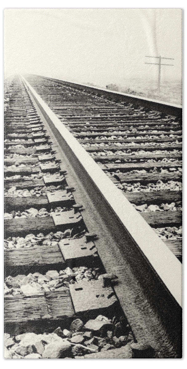 Train Tracks Hand Towel featuring the photograph Vanishing Point by Caitlyn Grasso