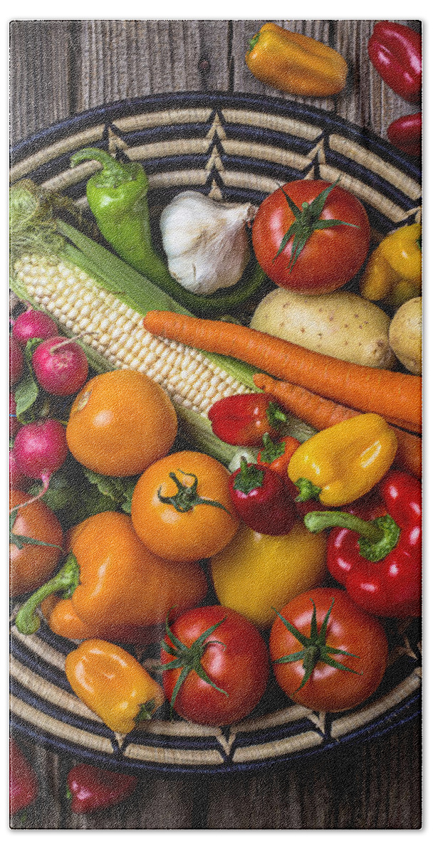Vegetable Bath Towel featuring the photograph Vegetable basket  by Garry Gay