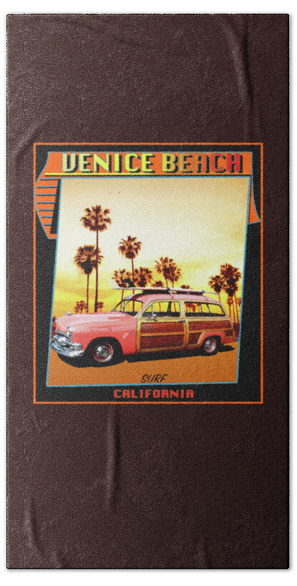 Surfing Hand Towel featuring the digital art Surfing Venice Beach California by Larry Butterworth