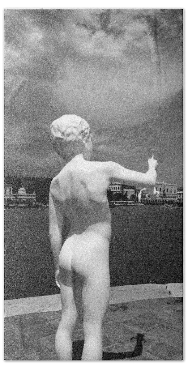 Boy With Frog Bath Towel featuring the photograph Venice Statue 2 by Andrew Fare