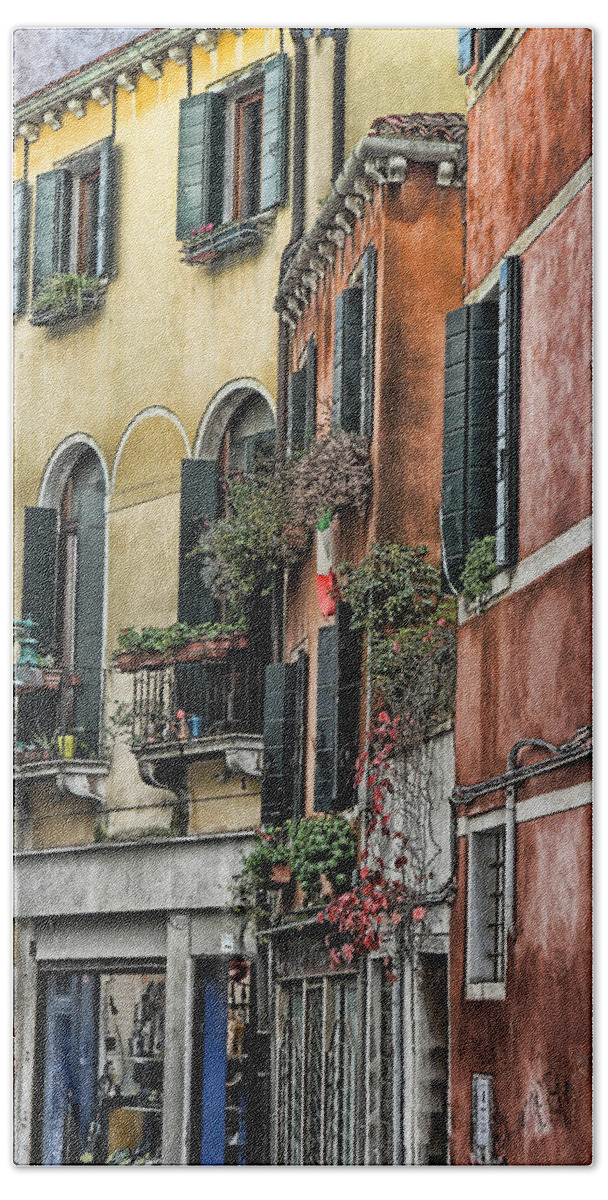 Artistic Photography Hand Towel featuring the photograph Windows in Venice by Tom Prendergast
