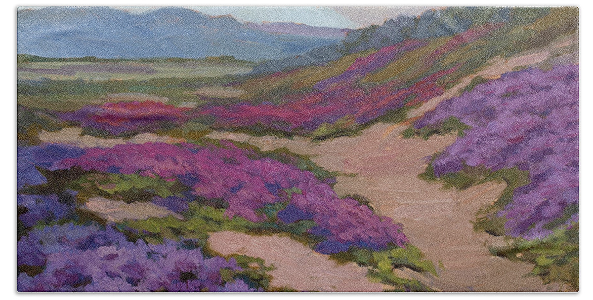 Verbena Bath Towel featuring the painting Verbena Harmony in Purple by Diane McClary