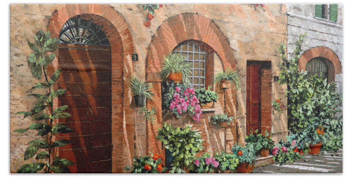 Tuscany Hand Towel featuring the painting Viaggio In Toscana by Guido Borelli
