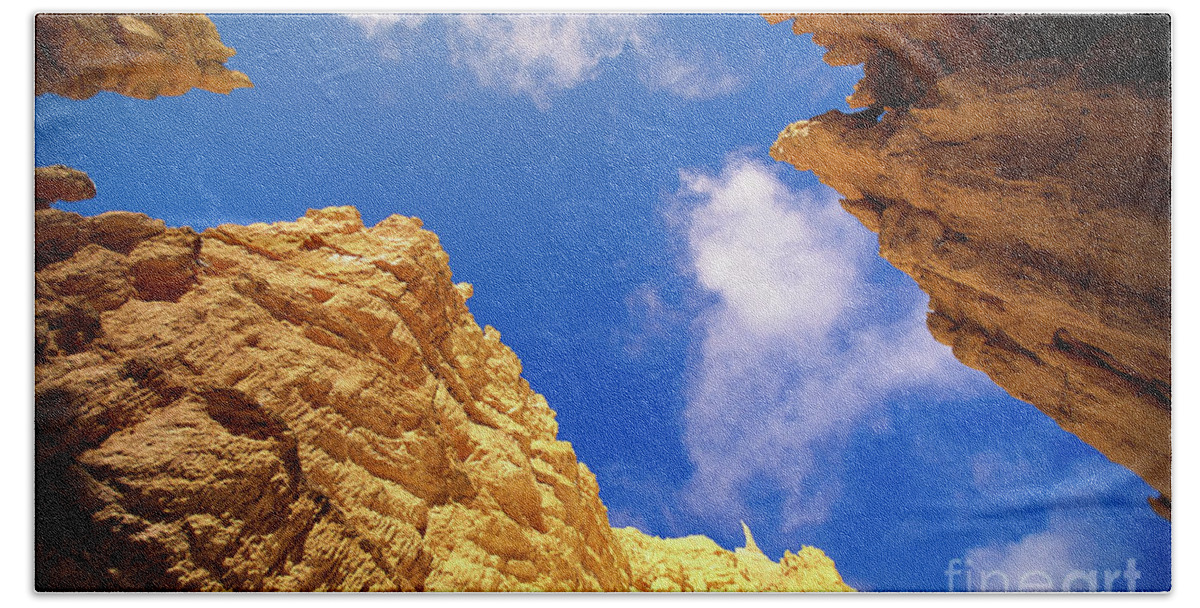 00341366 Bath Towel featuring the photograph View From Floor of Bryce Canyon by Yva Momatiuk John Eastcott