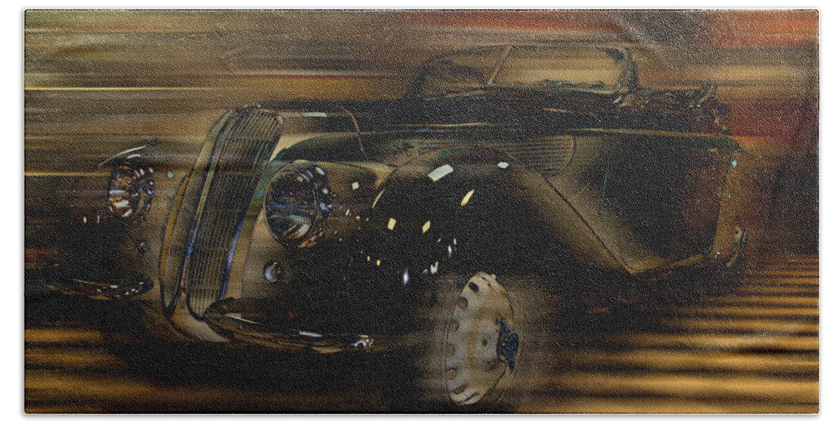 Vintage Car Bath Towel featuring the photograph Vintage convertible sports car 1938 by Tom Conway