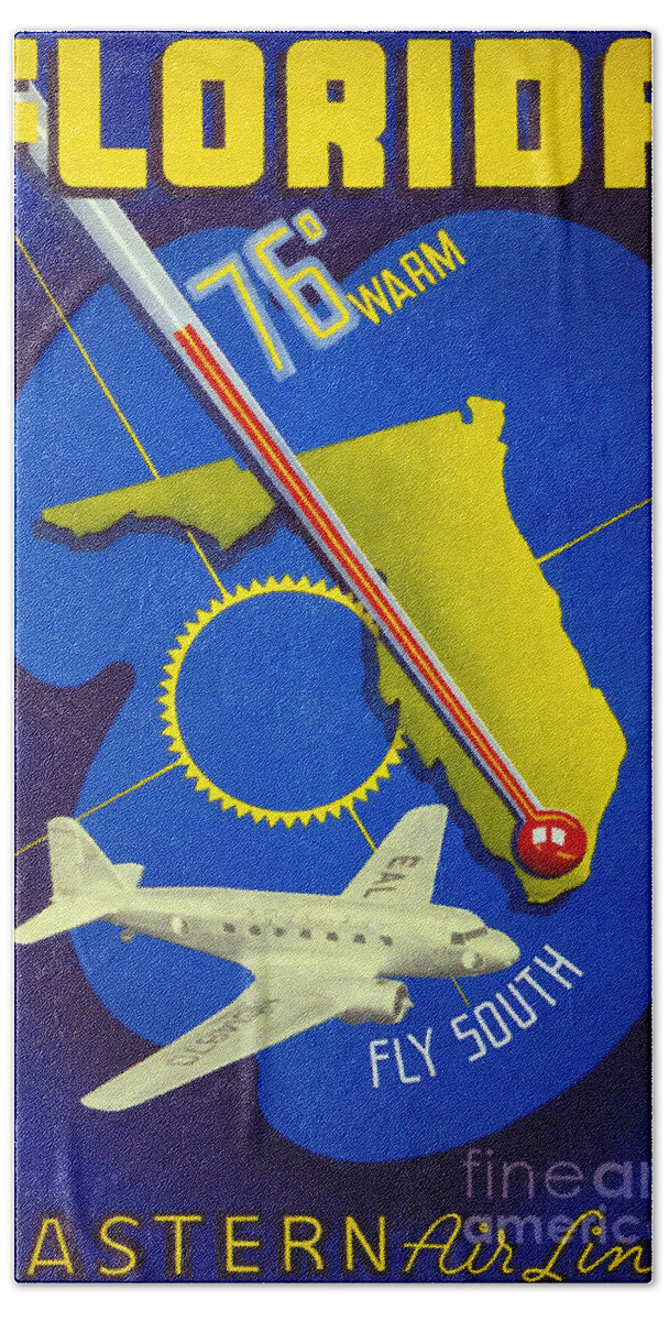 Vintage Florida Travel Poster Bath Towel featuring the drawing Vintage Florida Travel Poster by Jon Neidert